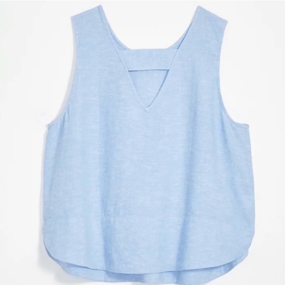 LOFT Barback Cropped Chambray Shell, Size L - Picture 3 of 6